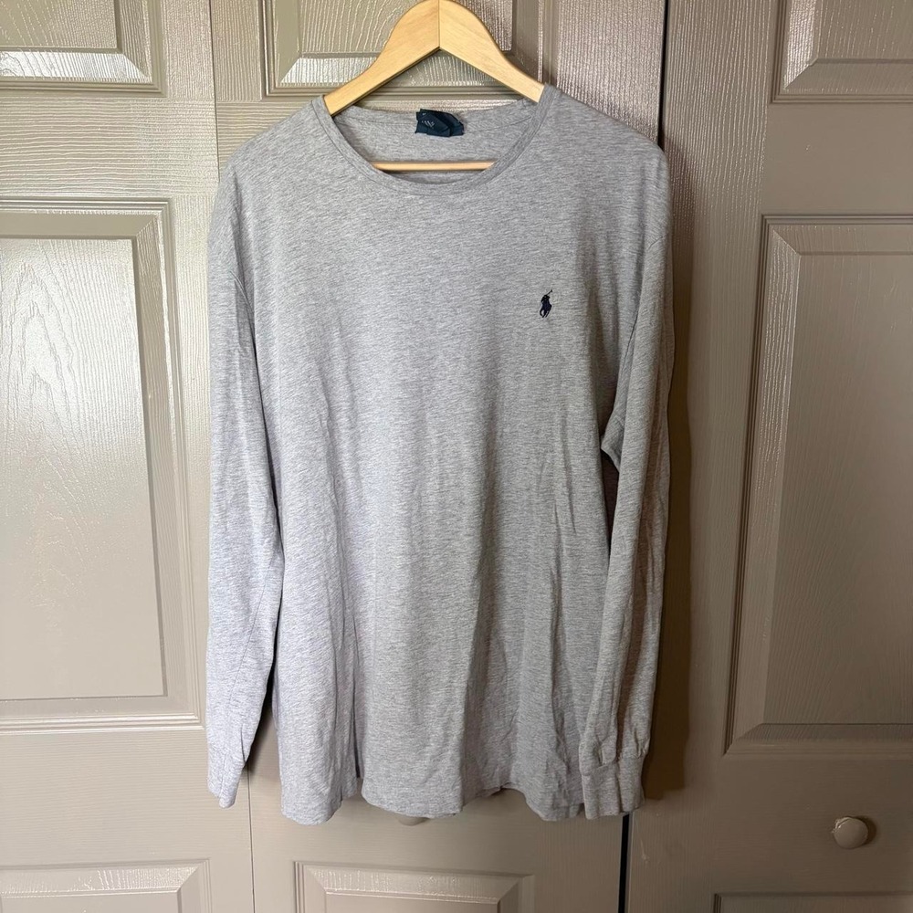 Polo Ralph Lauren Mens XL Grey Long Sleeve Crewneck Pony Logo T-Shirt Classic